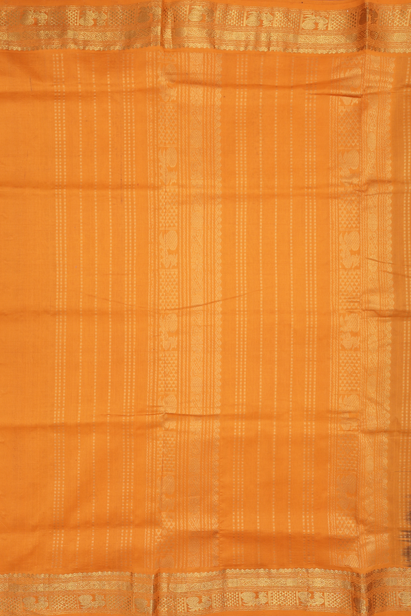 Semi Silk Cotton Saree In Royal Blue With Peacock Border