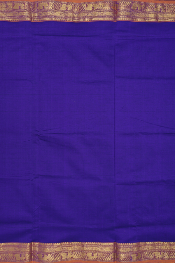 Semi Silk Cotton Saree In Royal Blue With Peacock Border