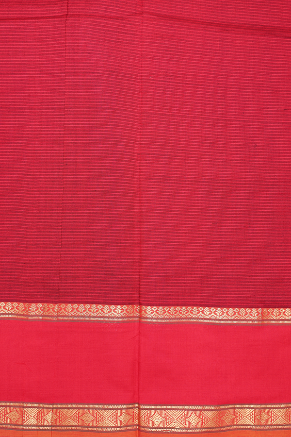 Semi Silk Cotton Saree In Royal Blue With Stripes Design