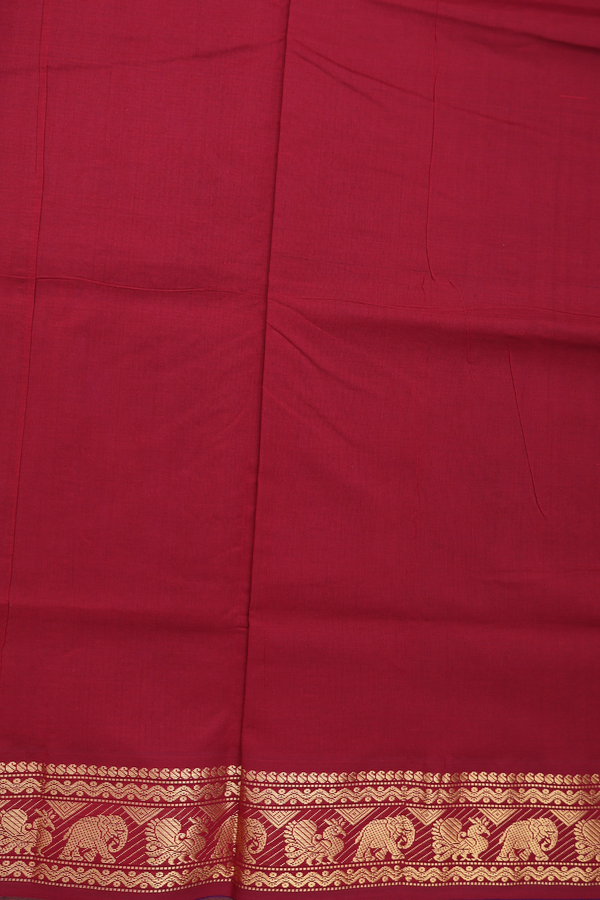 Semi Silk Cotton Saree In Royal Blue With Zari Border