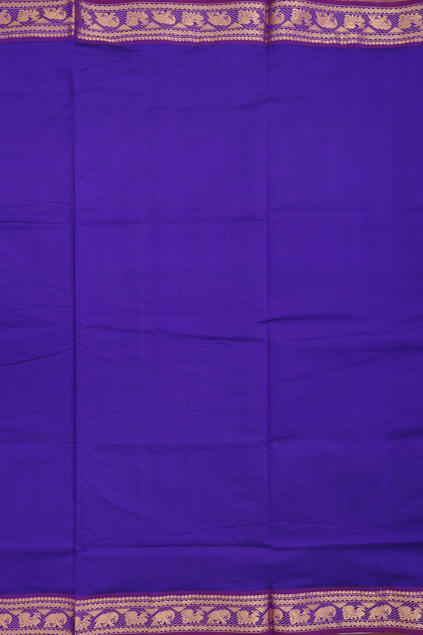 Semi Silk Cotton Saree In Royal Blue With Zari Border