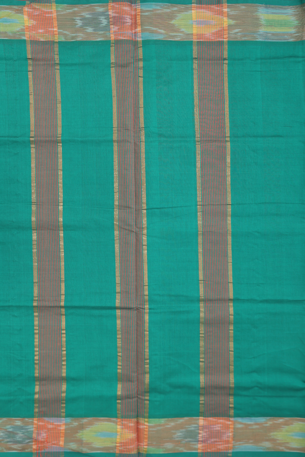 Semi Silk Cotton Saree In Royal Orange With Checks Design