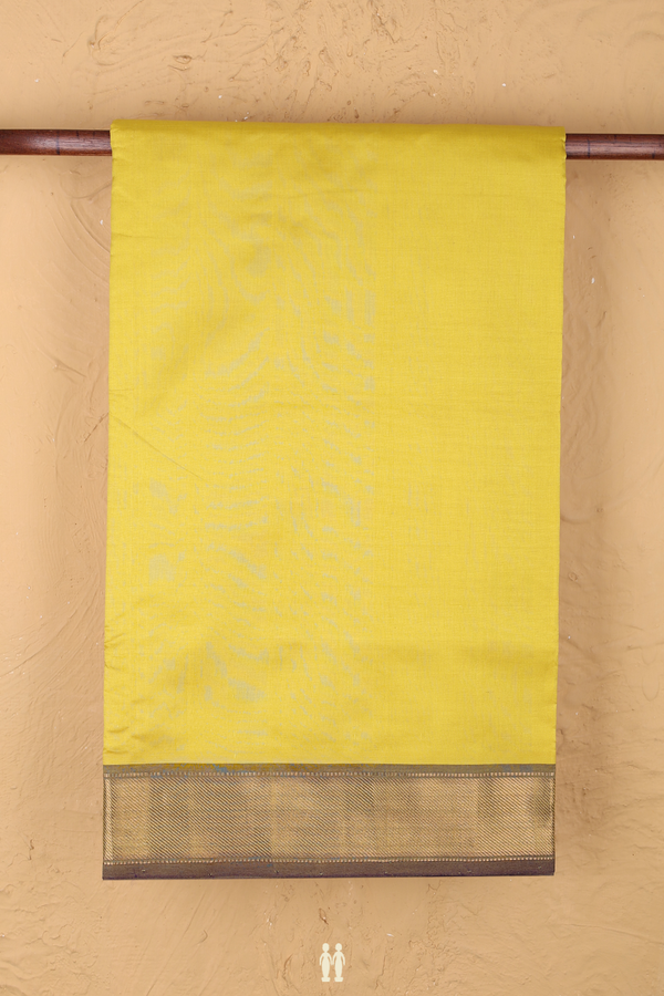 Semi Silk Cotton Saree Lemon Yellow With Twill Weave Border