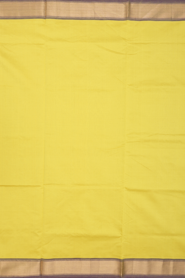 Semi Silk Cotton Saree Lemon Yellow With Twill Weave Border