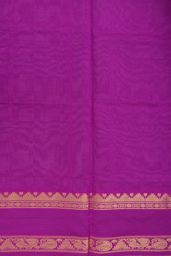 Semi Silk Cotton Saree Turkish Blue With Rettai Pettu Border