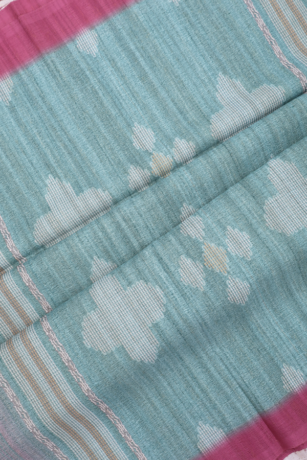 Semi Tussar Silk Saree In Dusty Pink With Threadwork Motifs