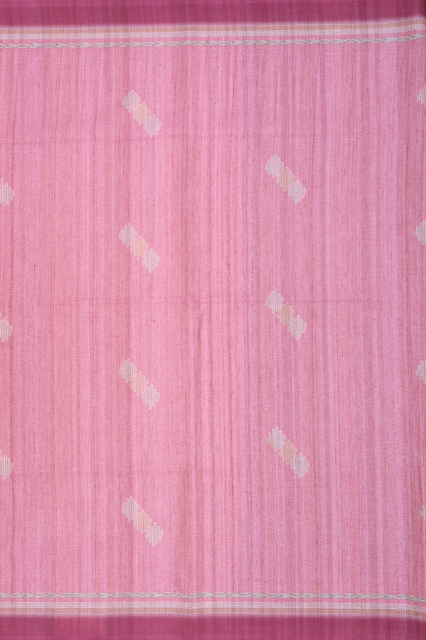 Semi Tussar Silk Saree In Dusty Pink With Threadwork Motifs