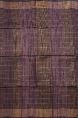 Semi Tussar Silk Saree In Oxford Brown With Checks Design