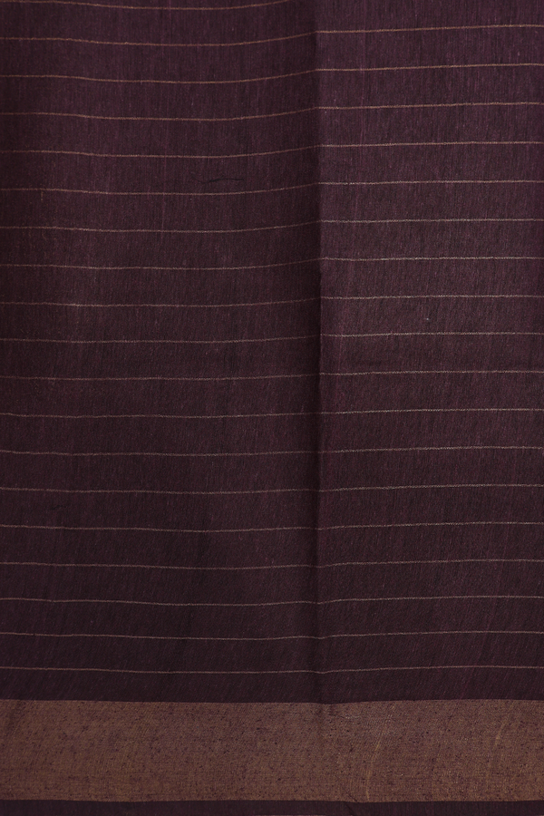 Semi Tussar Silk Saree In Oxford Brown With Checks Design