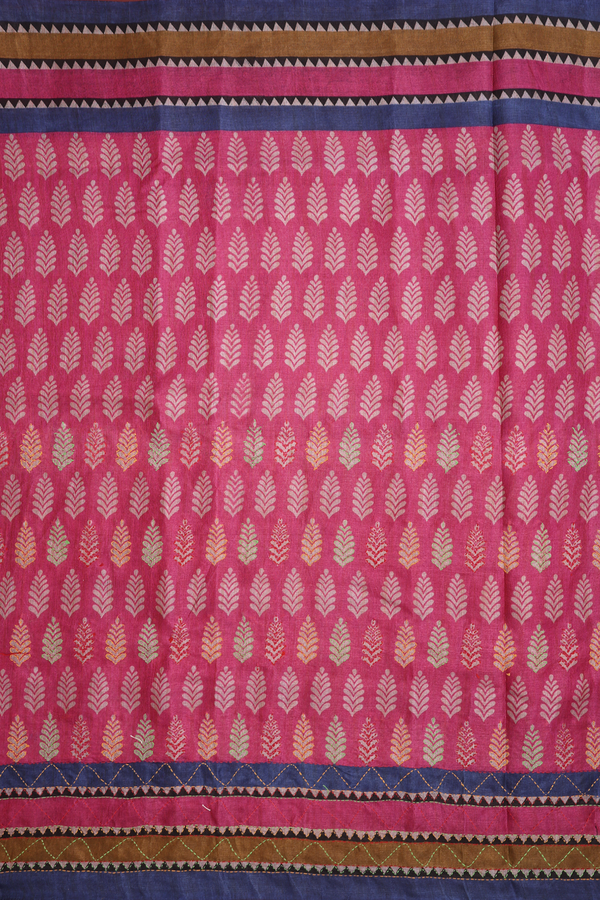 Semi Tussar Silk Saree In Pink With Threadwork Buttas