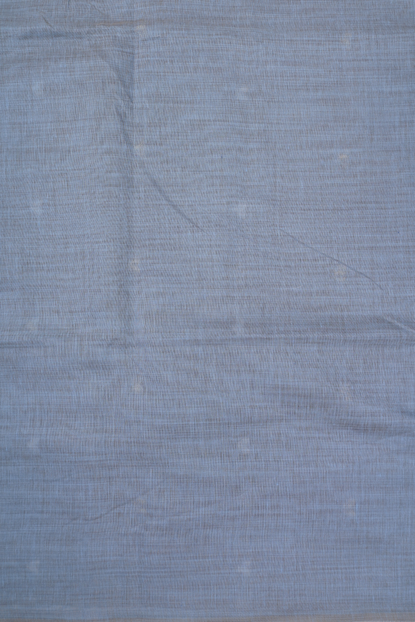 Semi Tussar Silk Saree In Stone Blue With Threadwork Buttas