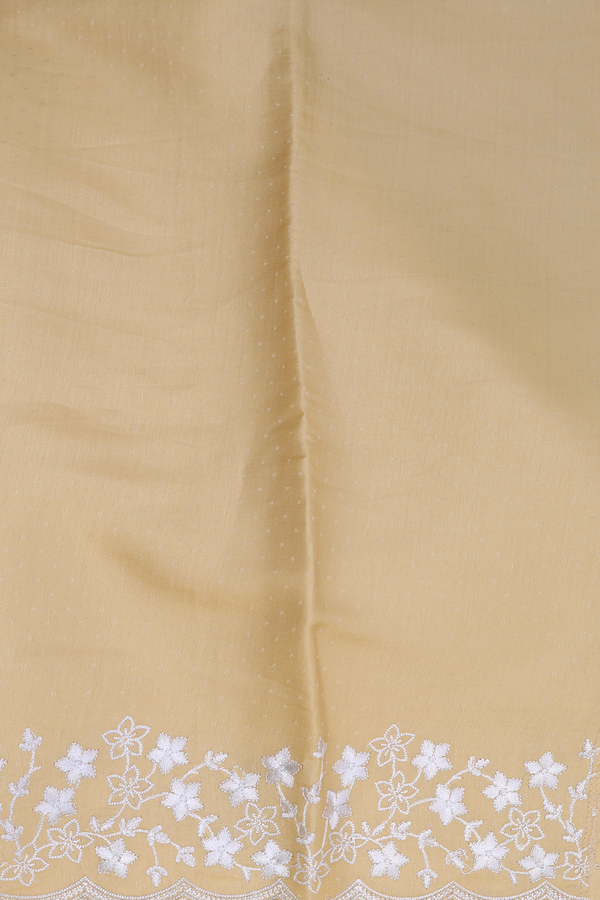 Semi Tussar Silk Saree In Yellow With Threadwork Buttas