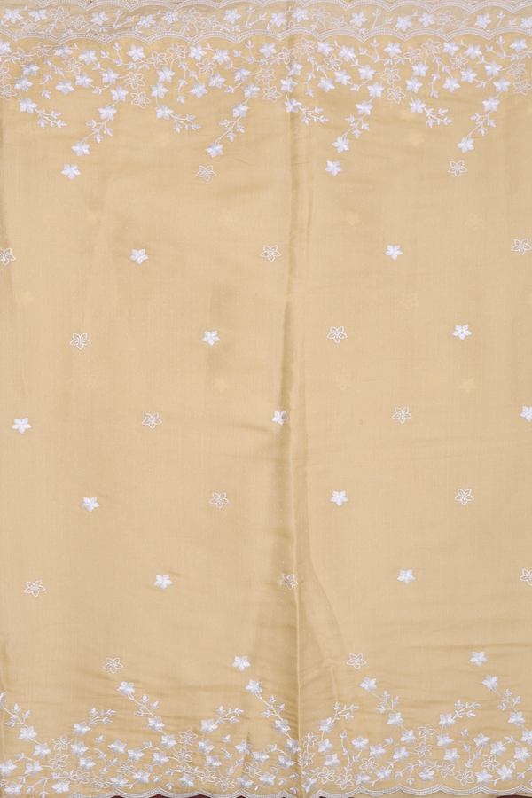 Semi Tussar Silk Saree In Yellow With Threadwork Buttas