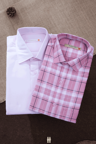 Assorted Shades Of Pink Set Of 2 Size 38 Cotton Shirts