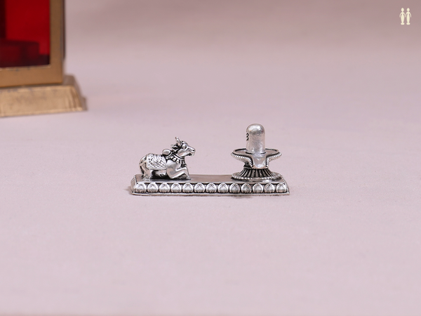 Shivalingam With Nandi Pure Silver Idol