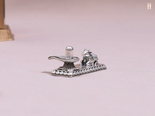 Shivalingam With Nandi Pure Silver Idol
