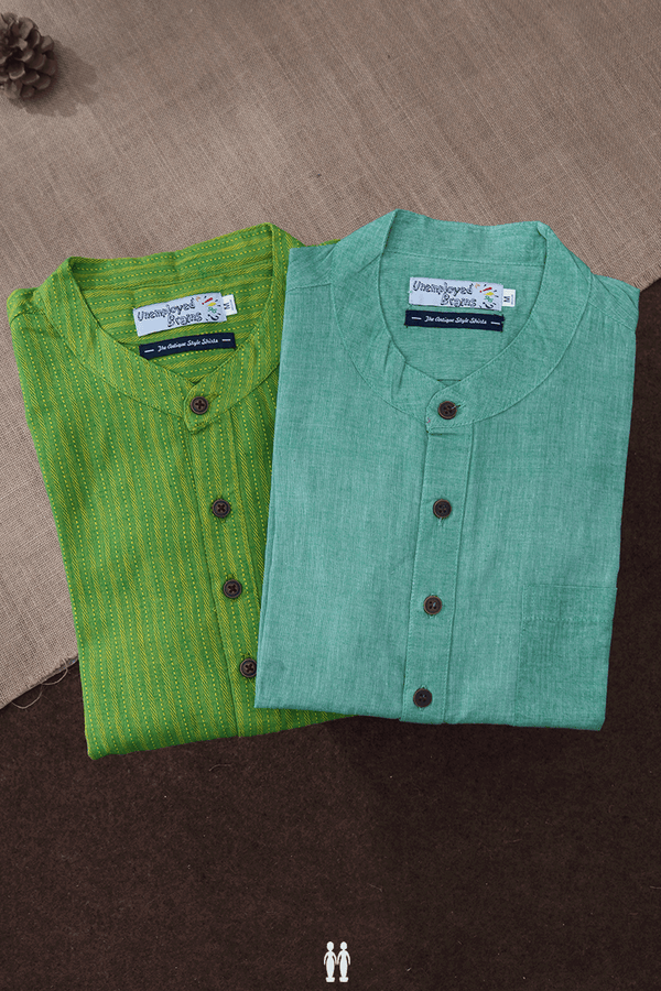 Assorted Shades Of Green Set Of 2 Size 38 Cotton Short Kurta