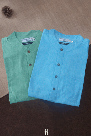 Assorted Green And Blue Set Of 2 Size 36 Cotton Short Kurta