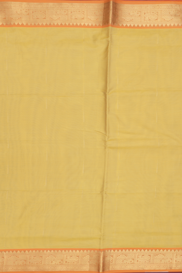 Silk Cotton Saree Celery Yellow With Malli Moggu Buttas