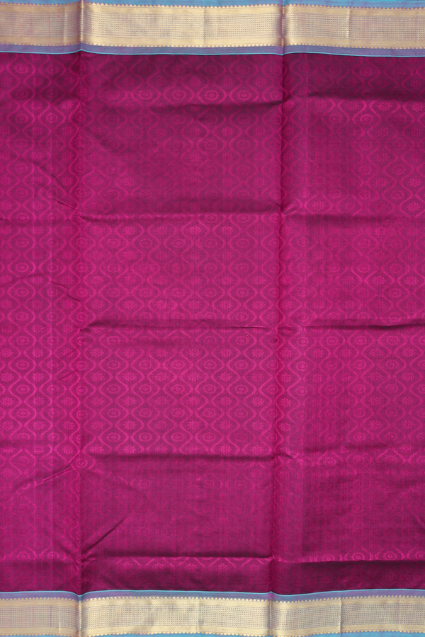 Silk Cotton Saree In Berry Purple With Scallop Design