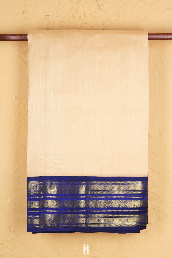 Silk Cotton Saree In Biscuit Color With Contrast Border