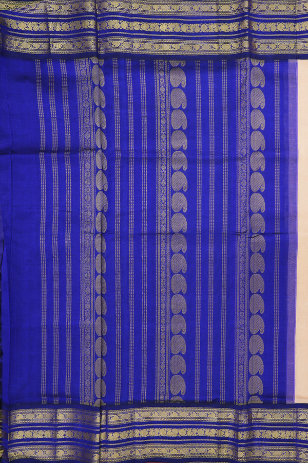 Silk Cotton Saree In Biscuit Color With Contrast Border