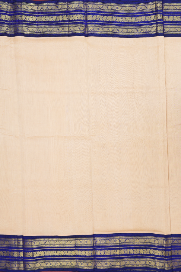 Silk Cotton Saree In Biscuit Color With Contrast Border