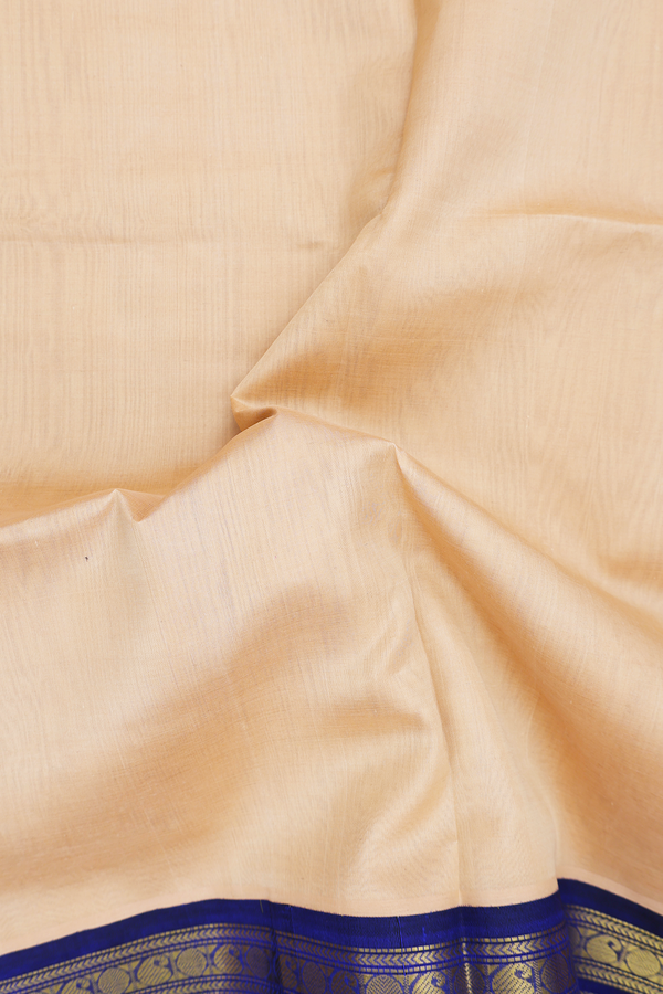 Silk Cotton Saree In Biscuit Color With Contrast Border