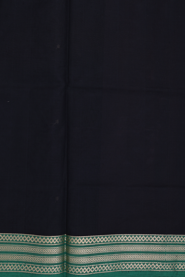 Silk Cotton Saree In Black With Zari Buttis