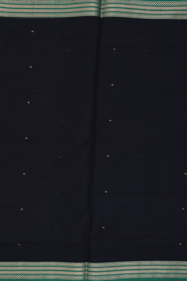 Silk Cotton Saree In Black With Zari Buttis