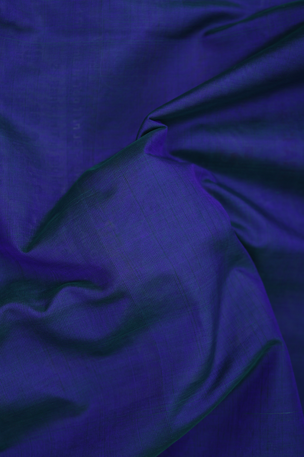 Silk Cotton Saree In Blue With Rudraksh Border