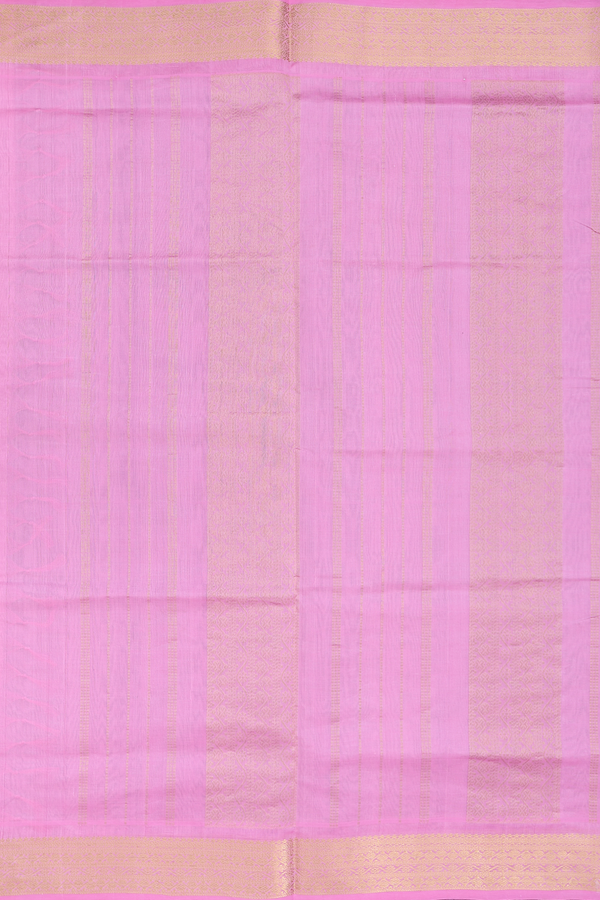 Silk Cotton Saree In Bottle Green With Stripes Design