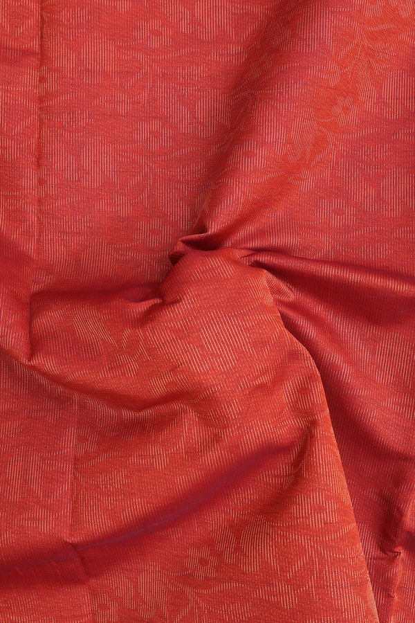 Silk Cotton Saree In Brick Red With Allover Design
