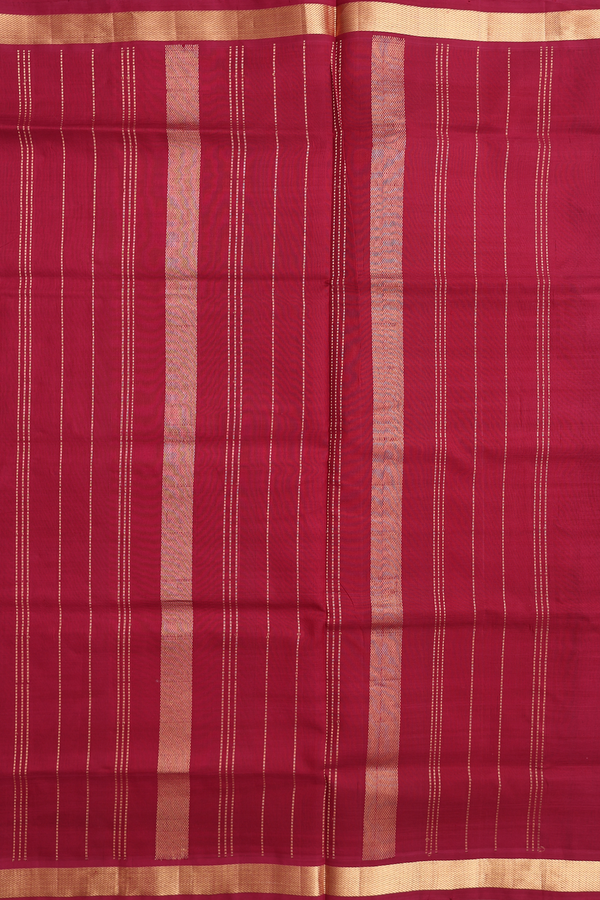 Silk Cotton Saree In Brick Yellow With Contrast Border