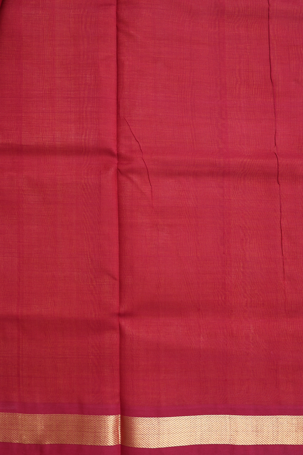 Silk Cotton Saree In Brick Yellow With Contrast Border