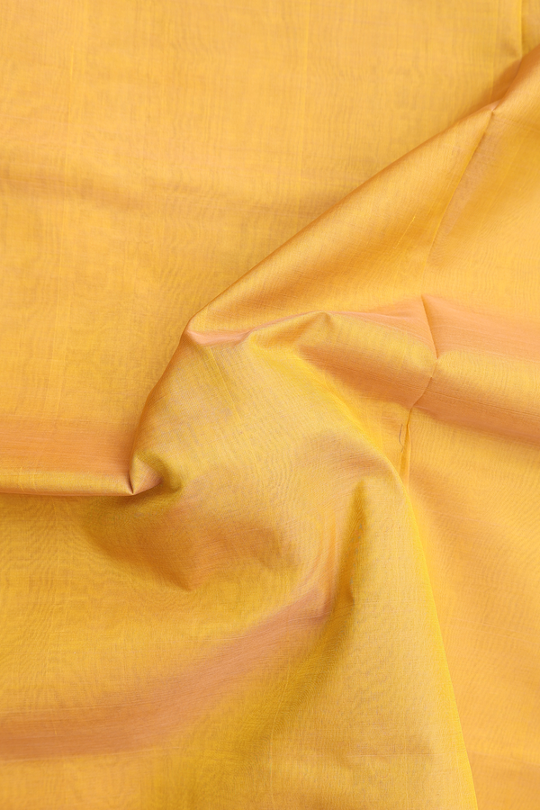 Silk Cotton Saree In Brick Yellow With Contrast Border