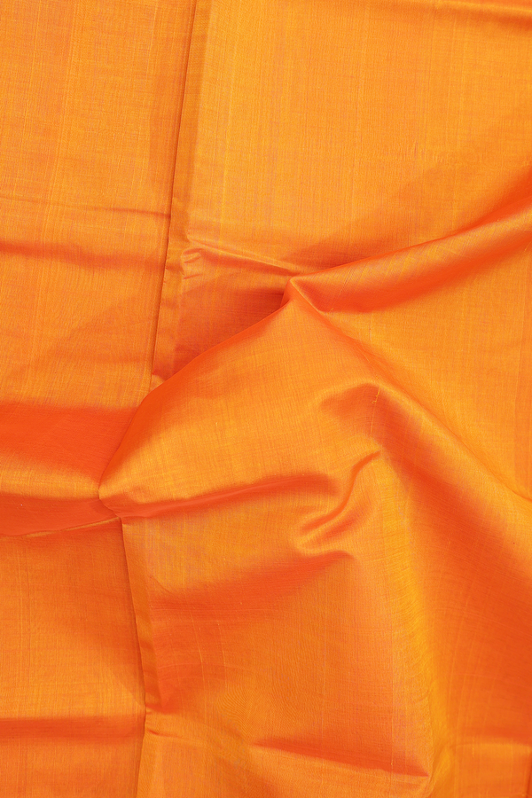 Silk Cotton Saree In Bright Orange With Zari Border