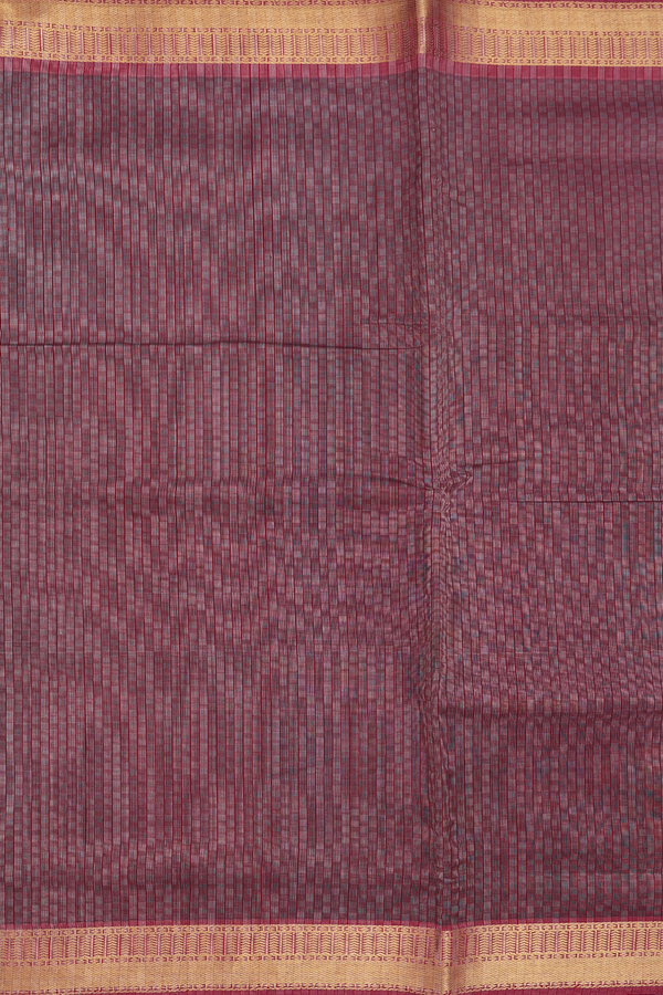 Silk Cotton Saree In Burgundy Red With Paai Madippu Kattai