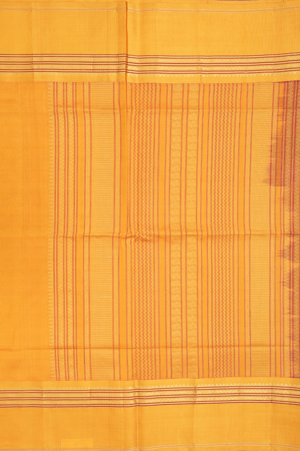 Silk Cotton Saree In Crimson Red With Stripes Design