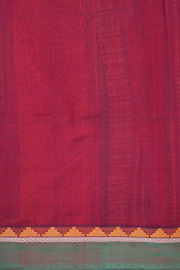 Silk Cotton Saree In Burgundy Red With Threadwork Buttas