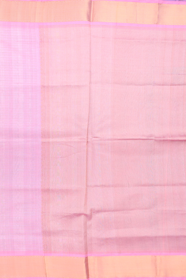 Silk Cotton Saree In Cerulean Blue With Checks Design