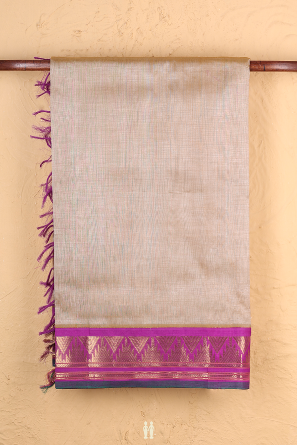Silk Cotton Saree In Coffee Cream With Contrast Border
