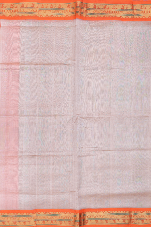 Silk Cotton Saree In Cream Color With Contrast Border