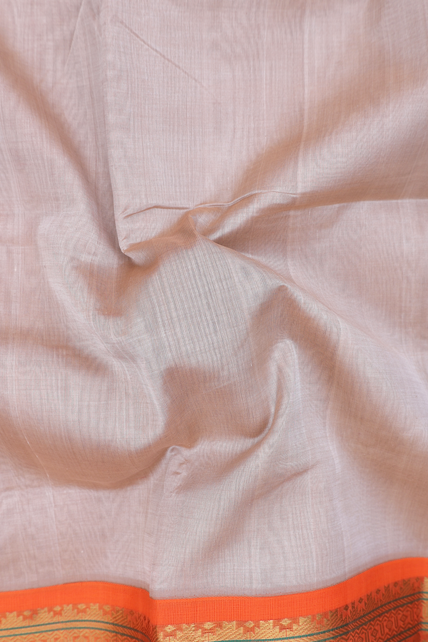 Silk Cotton Saree In Cream Color With Contrast Border