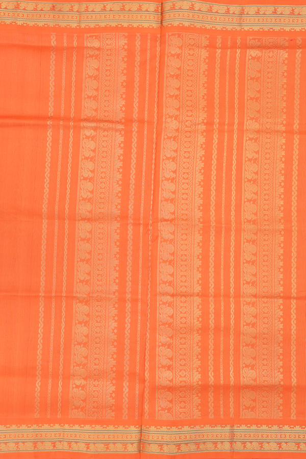 Silk Cotton Saree In Cream Color With Contrast Border