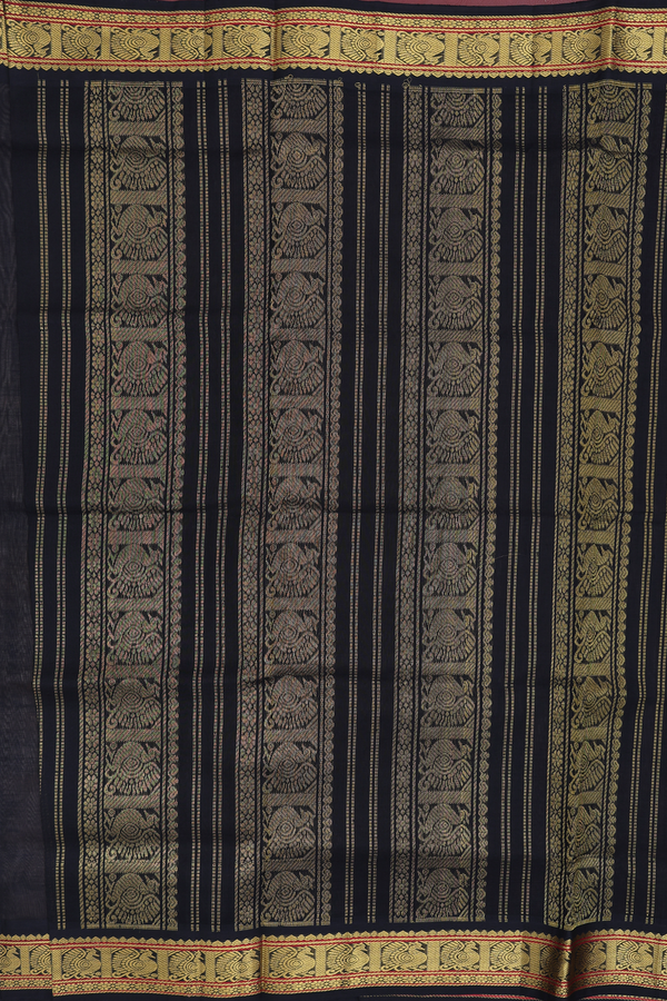 Silk Cotton Saree In Cream Color With Peacock Border