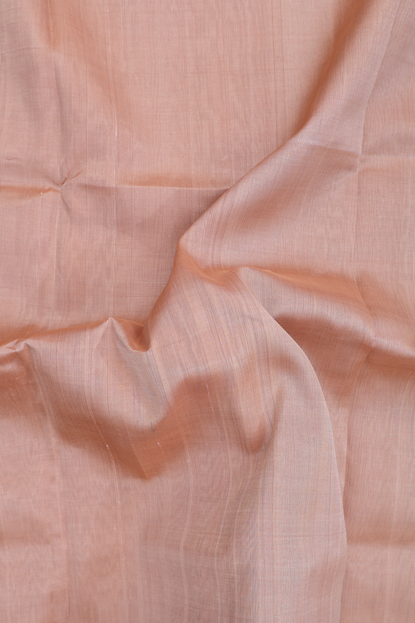 Silk Cotton Saree In Cream Color With Peacock Border