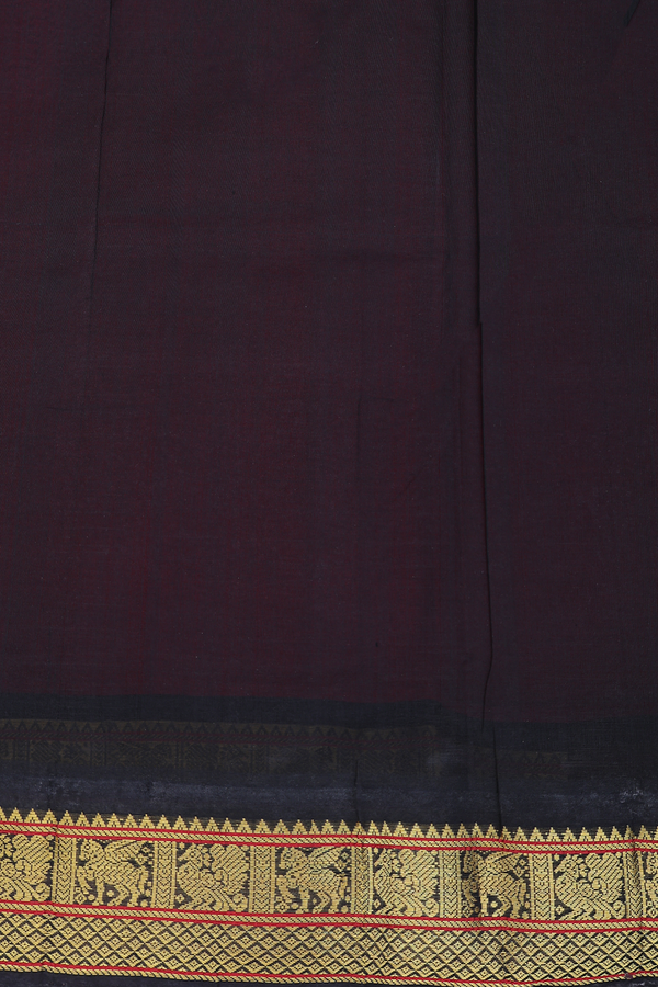 Silk Cotton Saree In Crimson Red With Contrast Border