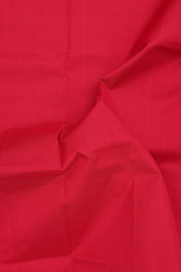 Silk Cotton Saree In Crimson Red With Contrast Border