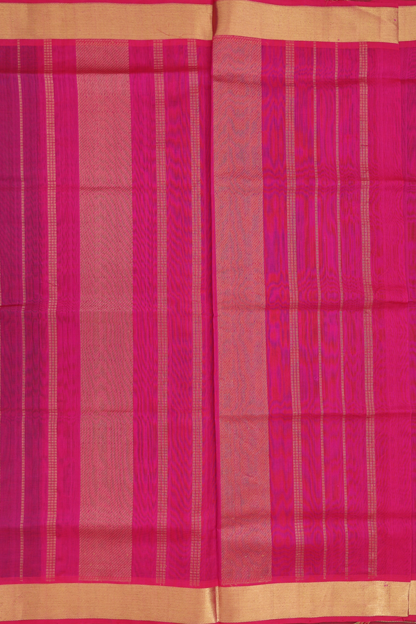 Silk Cotton Saree In Dark Green With Rudraksh Buttas